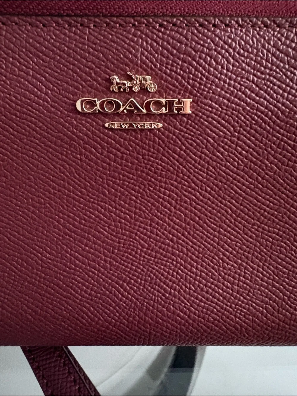 Coach Zip Wallet Wristlet in Burgundy with Gold Hardware - Picture 2 of 4